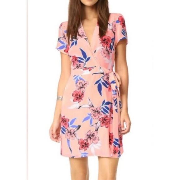 Yumi Kim Soho Mixer Floral Wrap Mini Dress Silk Peach Size XS NWOT - Picture 1 of 10
